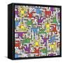 Social Network Circuit Board Pattern-Ron Magnes-Framed Stretched Canvas