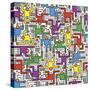 Social Network Circuit Board Pattern-Ron Magnes-Stretched Canvas