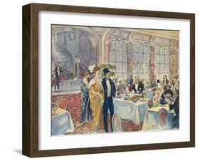 Social, Paris Diners 1913-G Riom-Framed Art Print