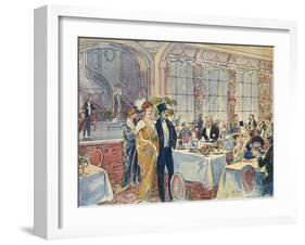 Social, Paris Diners 1913-G Riom-Framed Art Print