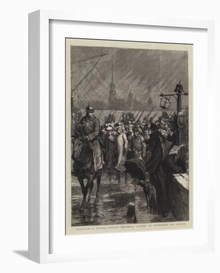 Socialism in Russia, Nihilist Prisoners Leaving St Petersburg for Siberia-null-Framed Giclee Print