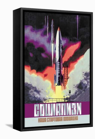 Socialism, The Vostok Rocket-null-Framed Stretched Canvas