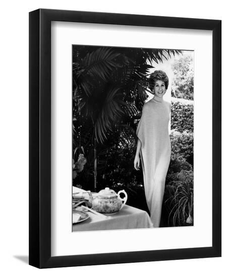 Socialite Betsy Bloomingdale (Mrs. Alfred Bloomingdale) Wearing a Long Flowing Turtleneck Dress--Framed Photographic Print