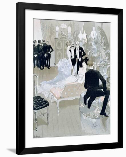 Society Evening in Paris, 1885, France 19th Century Engraving-null-Framed Giclee Print