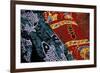 Society Islands, French Polynesia, Close-up of nautical designs on batik at a market.-Todd Gipstein-Framed Photographic Print