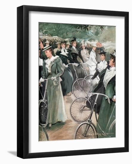 Society Ladies Cycling in Hyde Park, London, 1896-null-Framed Giclee Print