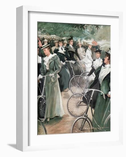 Society Ladies Cycling in Hyde Park, London, 1896-null-Framed Giclee Print