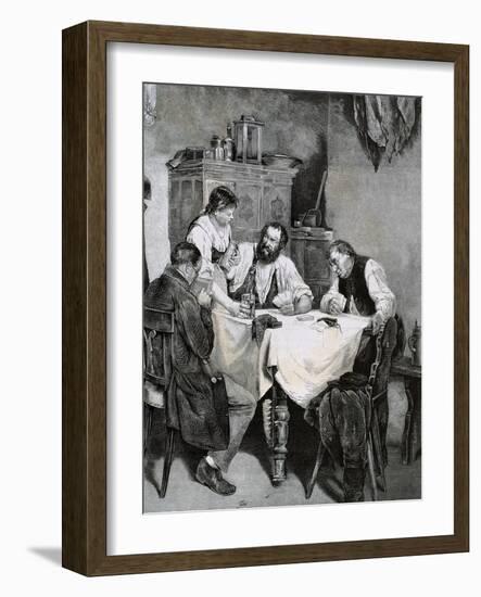 Society, Working Family Playing Cards at Home. L. Rulf, 1887-null-Framed Giclee Print