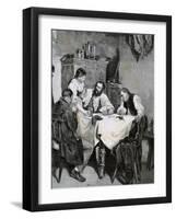 Society, Working Family Playing Cards at Home. L. Rulf, 1887-null-Framed Giclee Print