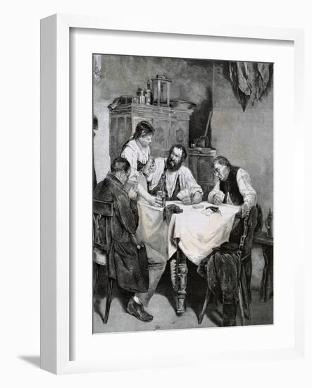 Society, Working Family Playing Cards at Home. L. Rulf, 1887-null-Framed Giclee Print