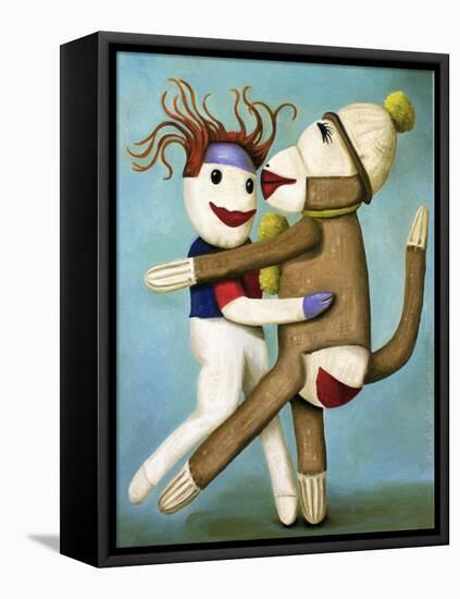 Sock Dolls Dancing-Leah Saulnier-Framed Stretched Canvas