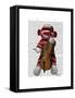 Sock Monkey and Cello-Fab Funky-Framed Stretched Canvas