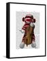 Sock Monkey and Cello-Fab Funky-Framed Stretched Canvas