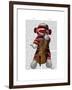 Sock Monkey and Cello-Fab Funky-Framed Art Print