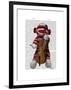 Sock Monkey and Cello-Fab Funky-Framed Art Print