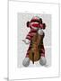 Sock Monkey and Cello-Fab Funky-Mounted Art Print