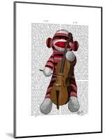 Sock Monkey and Cello-Fab Funky-Mounted Art Print