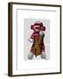 Sock Monkey and Cello-Fab Funky-Framed Art Print