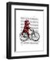 Sock Monkey on Bicycle-Fab Funky-Framed Art Print