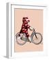 Sock Monkey on Bicycle-Fab Funky-Framed Art Print