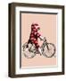 Sock Monkey on Bicycle-Fab Funky-Framed Art Print