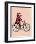 Sock Monkey on Bicycle-Fab Funky-Framed Art Print