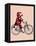 Sock Monkey on Bicycle-Fab Funky-Framed Stretched Canvas