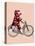 Sock Monkey on Bicycle-Fab Funky-Stretched Canvas