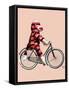 Sock Monkey on Bicycle-Fab Funky-Framed Stretched Canvas