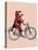 Sock Monkey on Bicycle-Fab Funky-Stretched Canvas