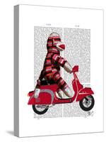 Sock Monkey on Moped-Fab Funky-Stretched Canvas