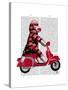 Sock Monkey on Moped-Fab Funky-Stretched Canvas