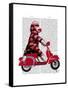 Sock Monkey on Moped-Fab Funky-Framed Stretched Canvas