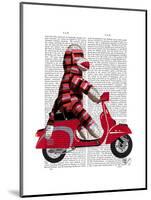 Sock Monkey on Moped-Fab Funky-Mounted Art Print