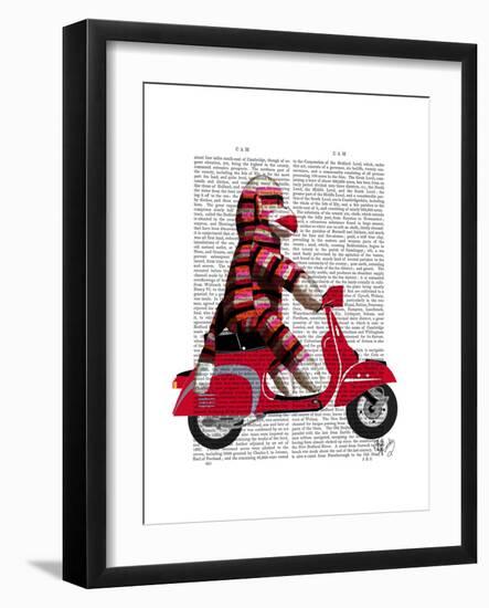 Sock Monkey on Moped-Fab Funky-Framed Art Print