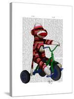 Sock Monkey on Tricycle-Fab Funky-Stretched Canvas