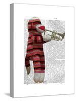 Sock Monkey Playing Trumpet-Fab Funky-Stretched Canvas