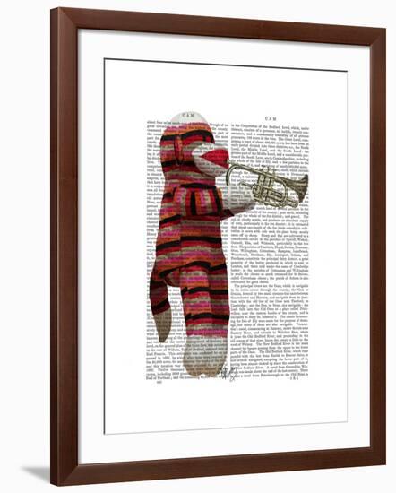 Sock Monkey Playing Trumpet-Fab Funky-Framed Art Print