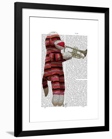 Sock Monkey Playing Trumpet-Fab Funky-Framed Art Print