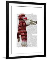 Sock Monkey Playing Trumpet-Fab Funky-Framed Art Print