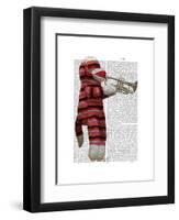 Sock Monkey Playing Trumpet-Fab Funky-Framed Art Print