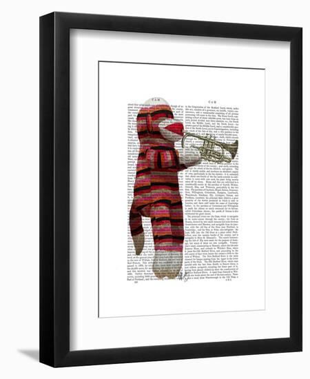 Sock Monkey Playing Trumpet-Fab Funky-Framed Art Print