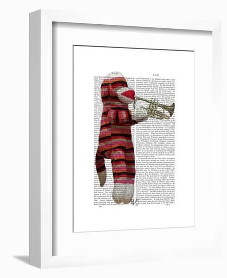 Sock Monkey Playing Trumpet-Fab Funky-Framed Art Print
