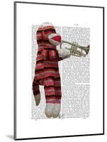 Sock Monkey Playing Trumpet-Fab Funky-Mounted Art Print