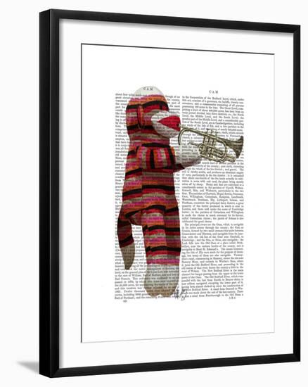 Sock Monkey Playing Trumpet-Fab Funky-Framed Art Print