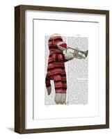 Sock Monkey Playing Trumpet-Fab Funky-Framed Art Print