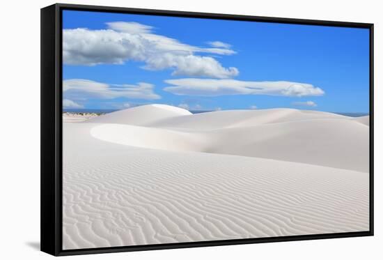 Socotra, Yemen, White Sand Dunes in Stero. Indian Ocean on Background-Oleg Znamenskiy-Framed Stretched Canvas