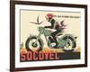 Socovel Motorcycles - The Moto Gives You Wings - Vintage Advertising Poster, 1940-Guy Georget-Framed Art Print