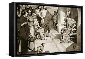 Socrates Addressing the Athenians, Illustration from 'Hutchinson's History of the Nations', 1915-Dudley Heath-Framed Stretched Canvas