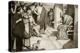 Socrates Addressing the Athenians, Illustration from 'Hutchinson's History of the Nations', 1915-Dudley Heath-Stretched Canvas